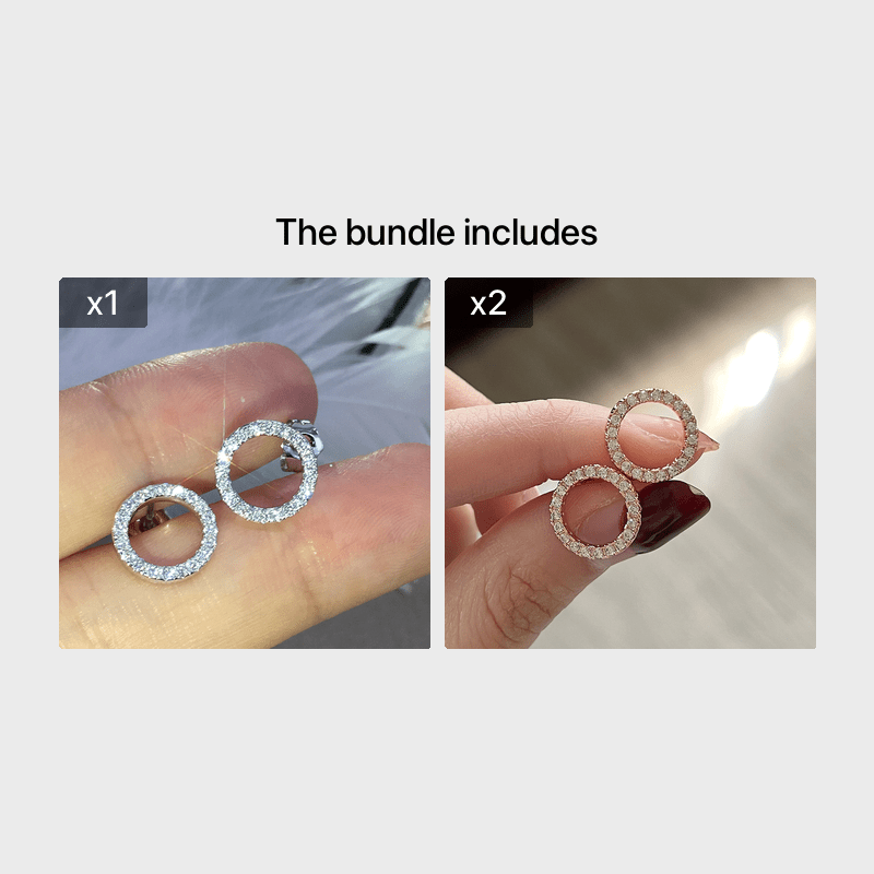 925 Silver Circle Hoop Drop Earrings with Zircon Studs