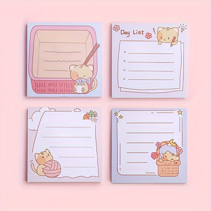 Cat Sticky Notes Cartoon Style 80 Sheets