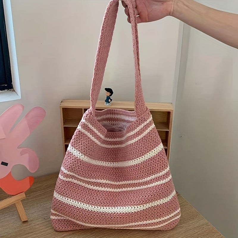 ColorBlock Shoulder Bag Striped Woven Bag - Perfect Tote Bag