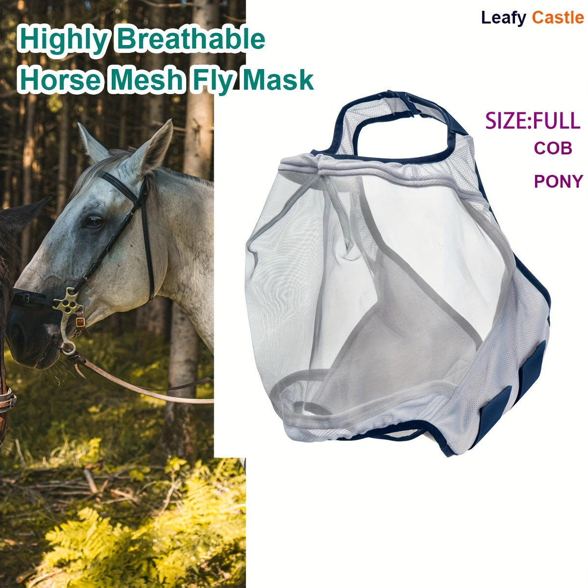 Horse Face Mask Fly Proof Mesh Cover Headgear