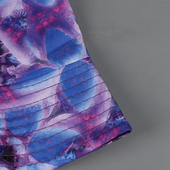 Cyberpunk Reversible Bucket Hat Circle Flower Print Fisherman Cap Purple