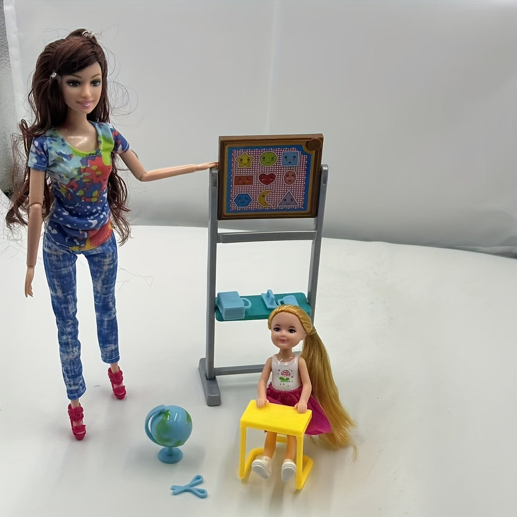 Doll School Playset with 8 Dolls and Accessories