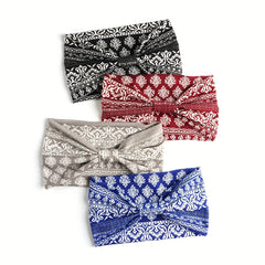 Boho Vintage Headband Paisley Pattern Stretchy Turban for Women
