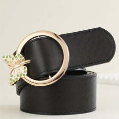 Butterfly Buckle Rhinestone PU Belt for Women