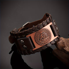 Viking Totem Bracelet Retro Triangle Logo Faux Leather