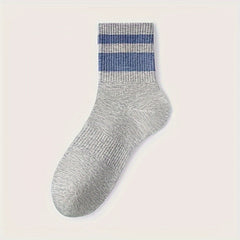 8 Pairs Striped Crew Socks Comfy & Breathable Women's Stockings