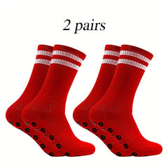 2 Pairs Men's Striped Sport Socks Nylon Blend Breathable for Training Running