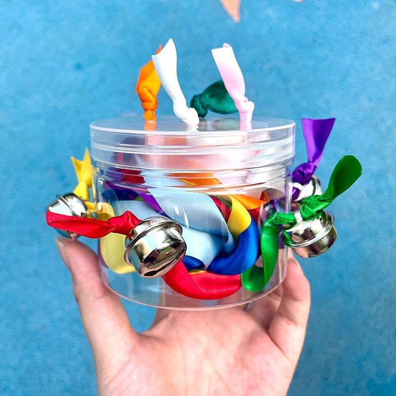 Drawstring Sensory Toys Rainbow Ribbon With Bell Fidget Toy Party Favors