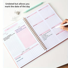 Undated Weekly Goals Notebook Spiral Binding Planner PP Cover 17.78 X 25