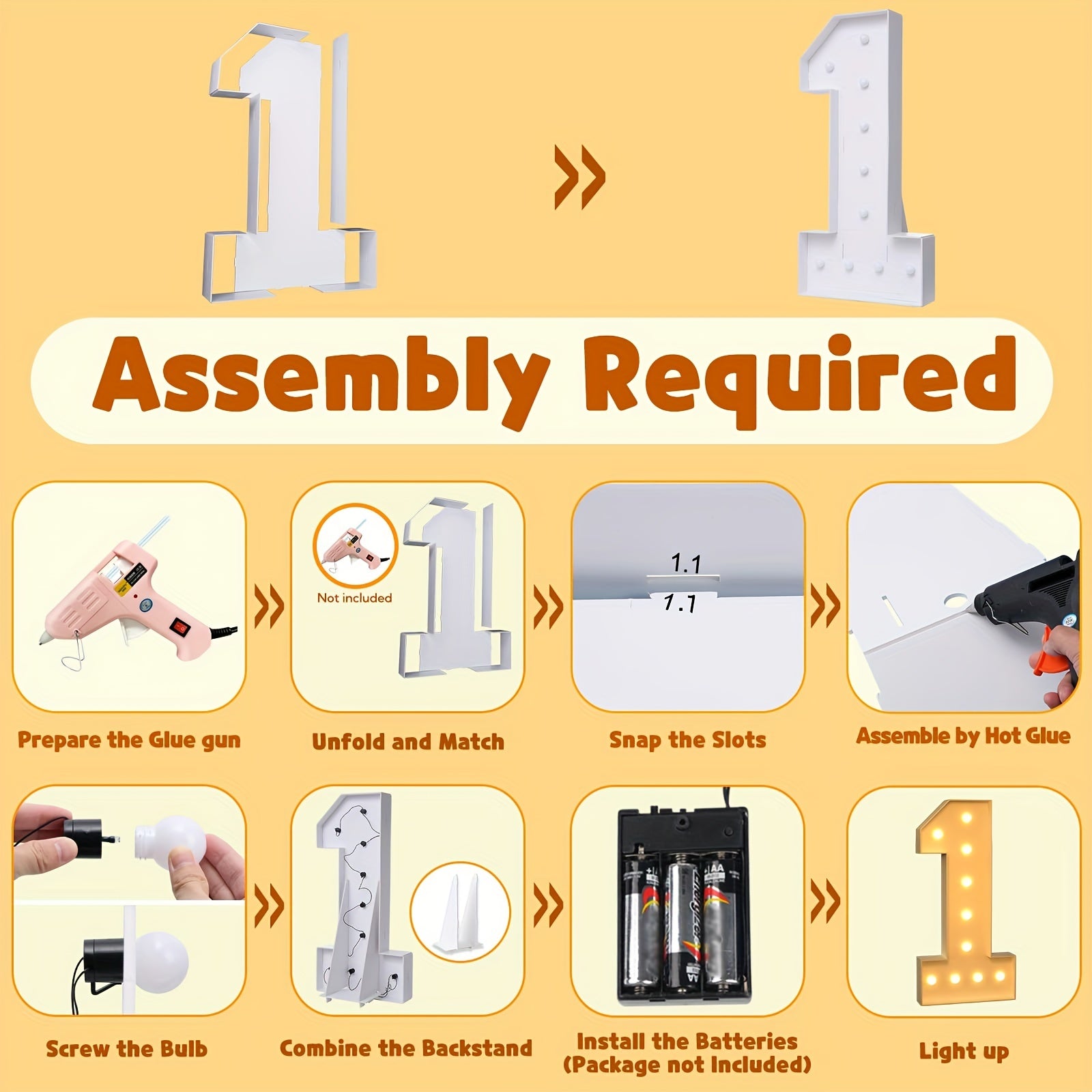 LED Number String Lights 0-9, 48in, 121 Luminous, Party Decoration