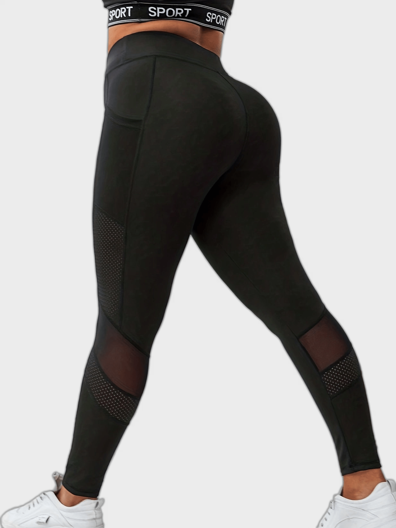  Mesh High Rise Pipping Leggings With Pockets