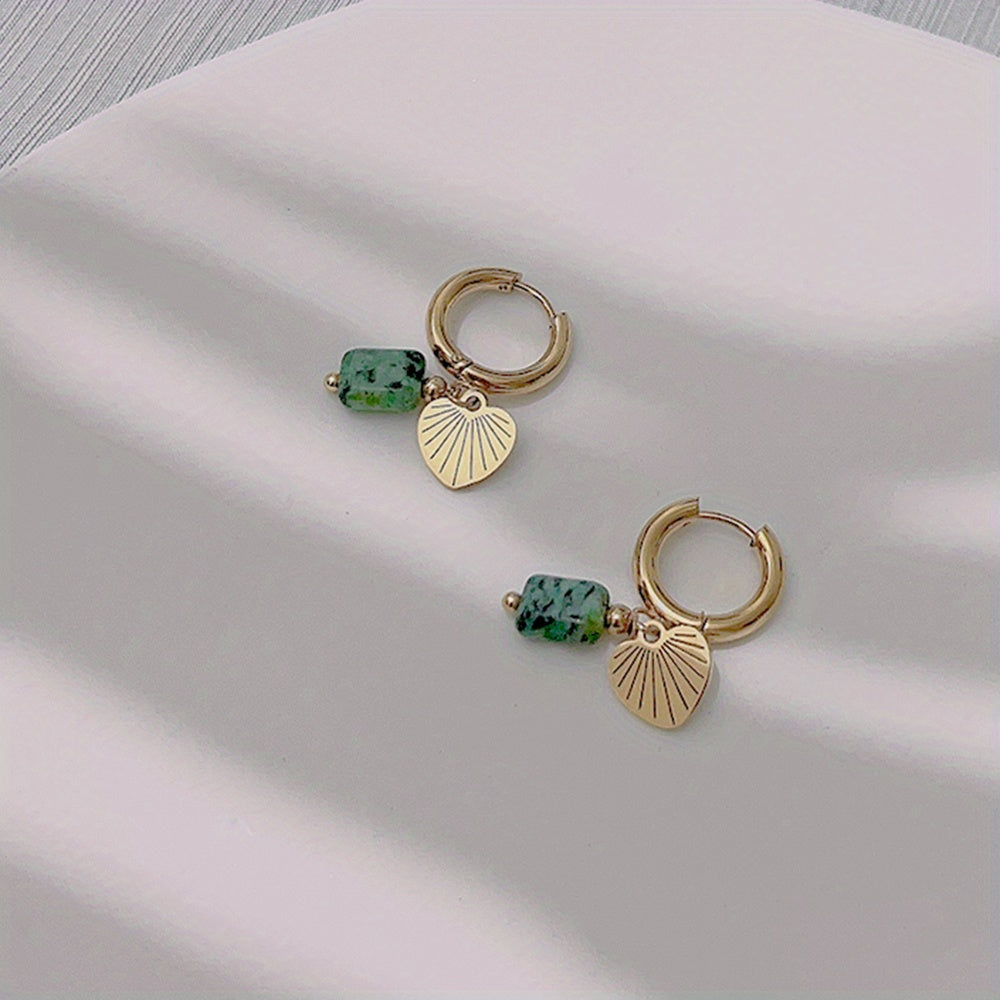 Irregular Stone Pendant Earrings Stainless Steel 18K Plated
