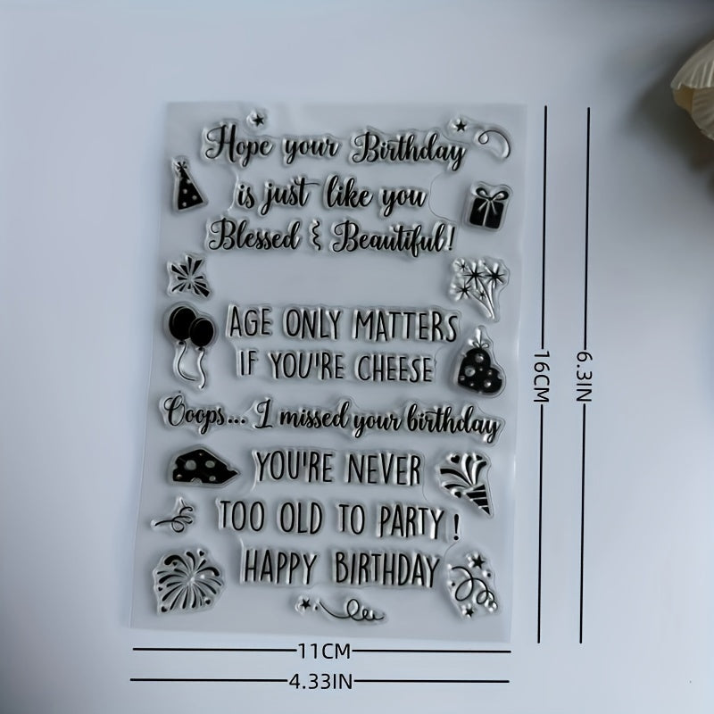 Sentiment Transparent Stamp - Birthday Wishes Rubber Stamp