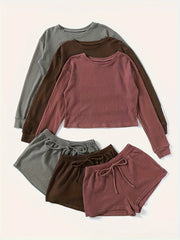  Solid Long Sleeve Lounge Set
