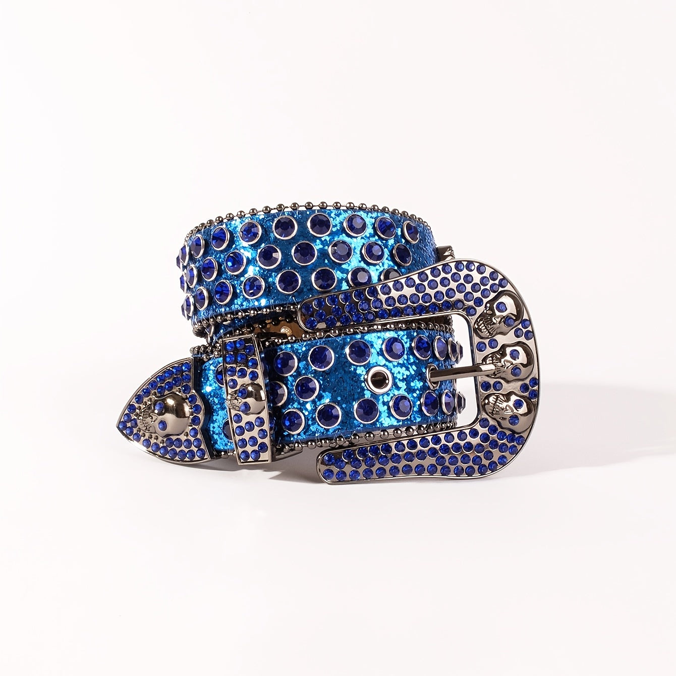 Skull Metal Buckle Belt Bling Rhinestone Western Belt
