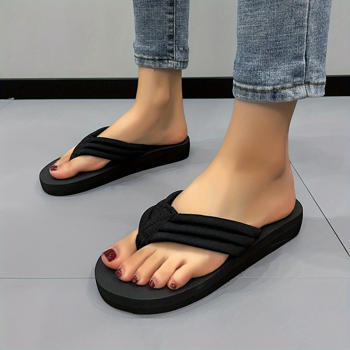 Outdoor Comfort Sandals Solid Round Toe Sport Slides