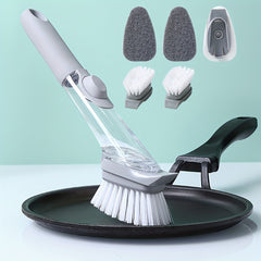 Dish Brush & Sponge Set with Soap Dispenser Handle | Kitchen Scrub Brushes
