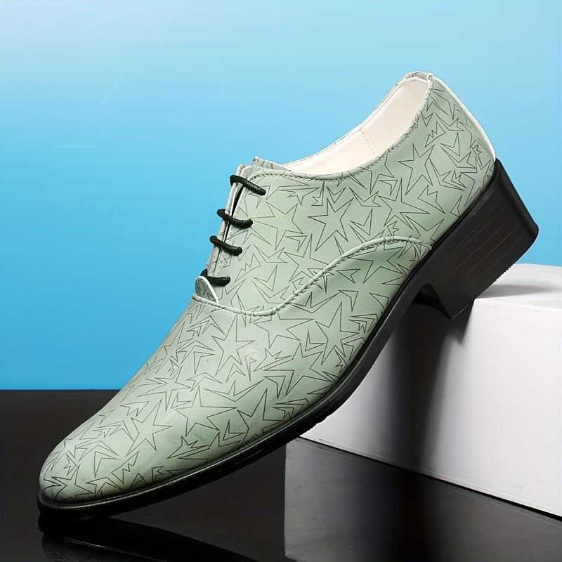 Men's Star Print Oxford Shoes Lace-up Front Dress Shoes