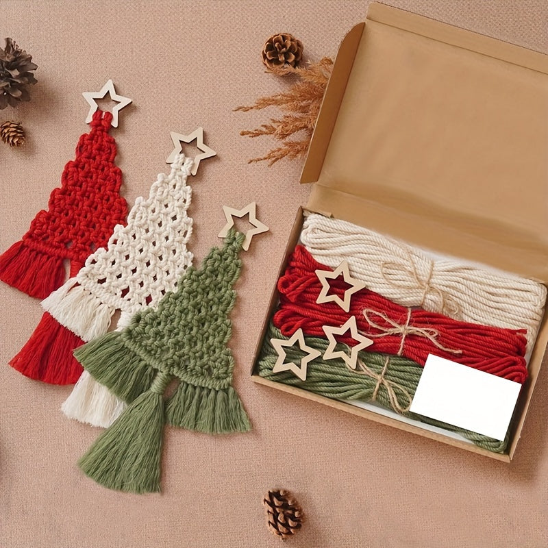3pcs Christmas Tree Macrame Cords Kit DIY Arts And Crafts Decoration