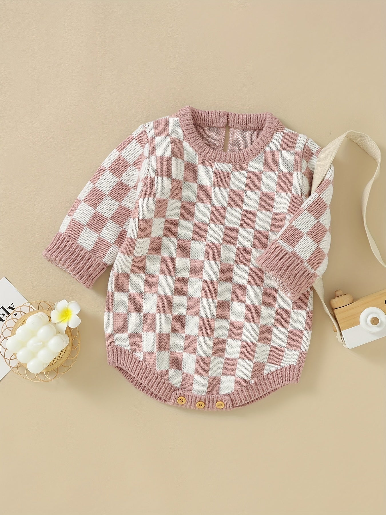 Baby Romper Stylish Chessboard Triangle Jumpsuit Combination Set