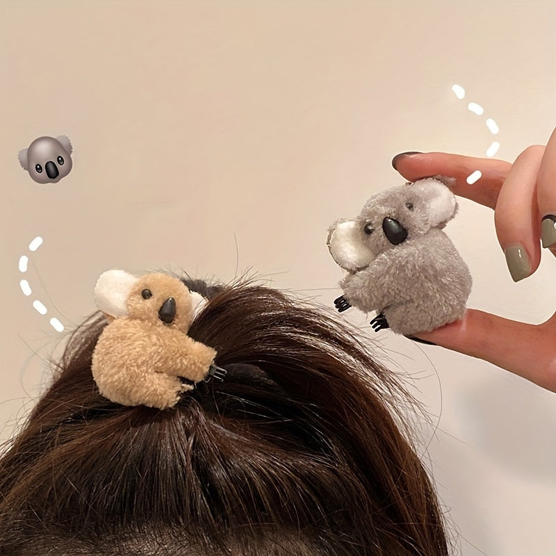 2pcs Koala Small Hair Claw Plush Plastic Koala Female Hair Accessories