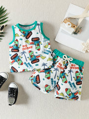 Boys Dino Digger Tank Top & Shorts Set