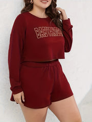  Letter Print Crop Top & Shorts Pajamas Set