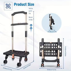 Ultra Slim Cart With Wheels Telescopic Handle Strong Load Capacity