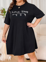 Letter Graphic Nightdress Short Sleeve Sleep Dress