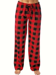 Women's Plus Plaid Print High Rise Stretch Pants
