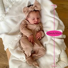 Realistic 50 Reborn Baby Doll Soft Cloth Body Light Brown Hair