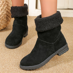 Furry Round Toe Snow Boots Plush Lined Thermal Fall Winter Shoes
