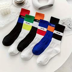6 Pairs Letter Print Socks Breathable Sport Stockings