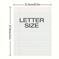 College Rule Filler Paper, 8.5x11, 3 Hole Punched, 100 Sheets/Pack