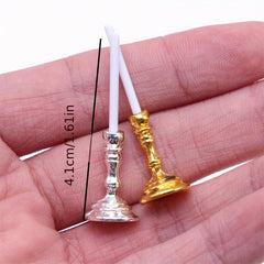 Dollhouse Candlestick Ornaments Scene Props Cabin Decor