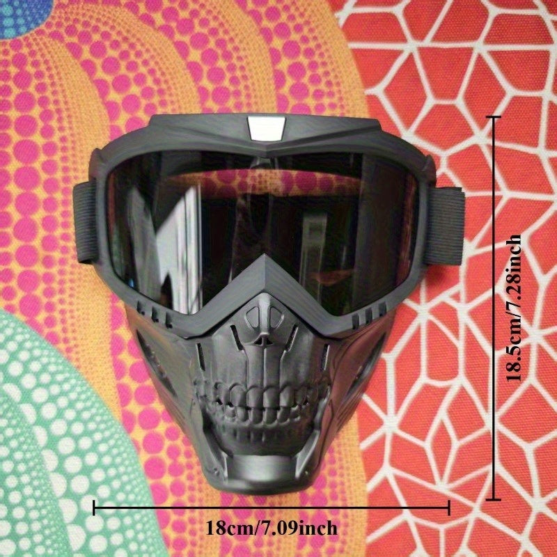 Skull Mask with Reflective Goggles for Halloween & Horror Party