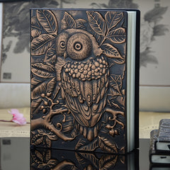 Vintage Embossed PU Leather Notebook Owl Patterned A5 Notebook