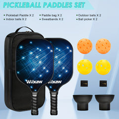 Complete Pickleball Set - Paddles, Balls, Sweatbands, Ball Pickers
