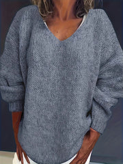  Solid V Neck Sweater Long Sleeve Jumper