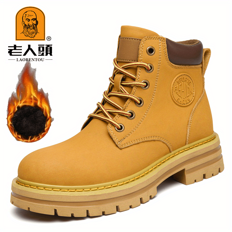 Men's Lace up Service Boots Casual Leather Walking Shoes
