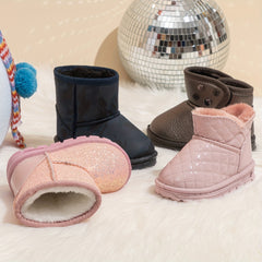 Girls' Warm Slip On Snow Boots - Cozy Fleece Lined Outdoor Winter Shoes