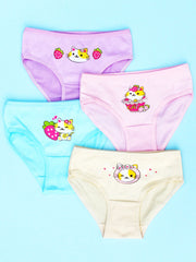 4 Packs Flamingo Graphic Girls Briefs Cotton Breathable Comfortable Underwear