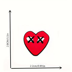 12pcs Red Heart Shaped Hole Shoes Buckle Decorative Charms