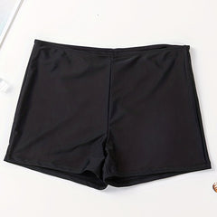 Solid Stretchy Swim Suit Bottoms Elastic Waistband Boxer Trunks