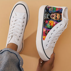 Poster Pattern Lightweight High Top Canvas Sneakers