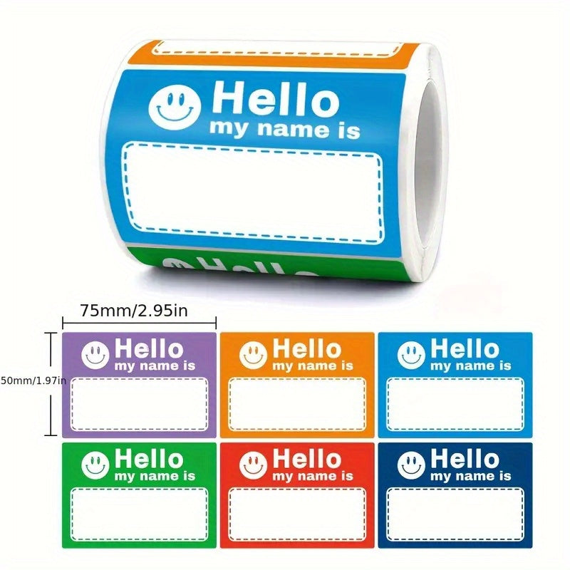 250pcs Hello My Name Is Stickers Labels Name Tags 75x50mm