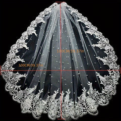 Ivory Bridal Veil Headpiece with Water Soluble Accents