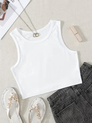 Sleeveless Crew Neck Tank Top for Women