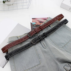Stylish Pin Buckle Belt Hollow Out Thin PU Leather Casual Belt