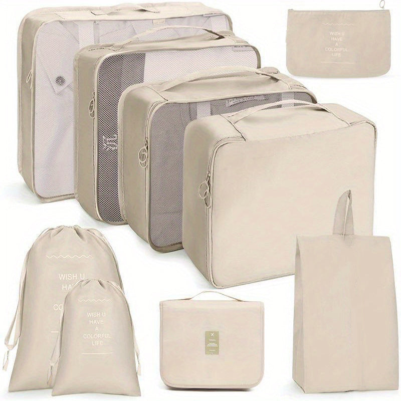9 Pcs Lightweight Zipper Luggage Bags for Travel Organizers